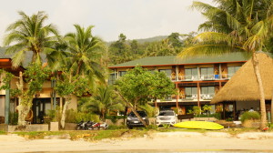 Blick vom Meer aus, unser Zimmer ist das mit dem blauen Handtuch